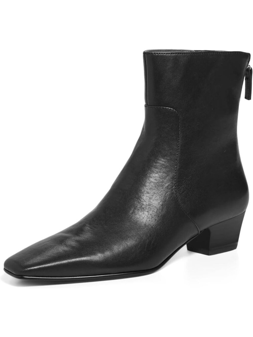 Stylish Square Toe Ankle Boots with Block Low Heel & Back Zipper - Trendy